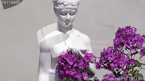 Image of Frauenkopf mit Blick auf Blumen