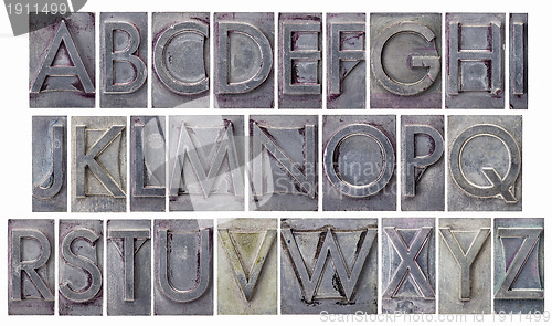 Image of alphabet in grunge metal type