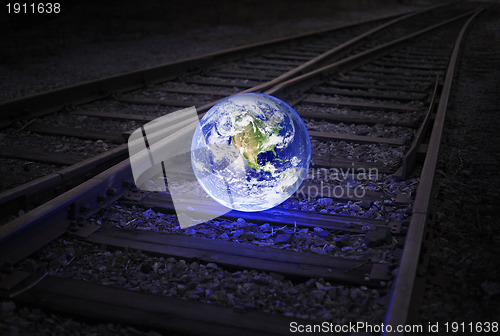 Image of Earth on the rails
