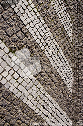 Image of Path paved small stone architecture backdrop floor 