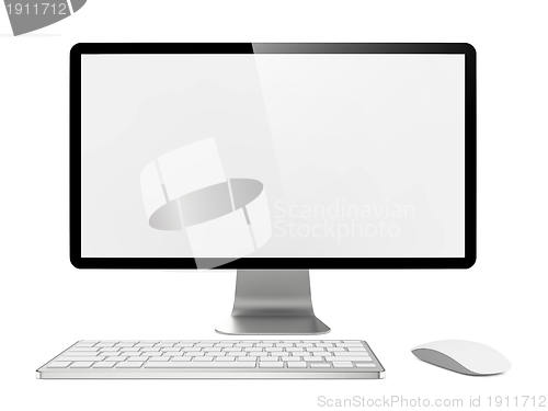 Image of Computer Monitor with Mouse and Keyboard.