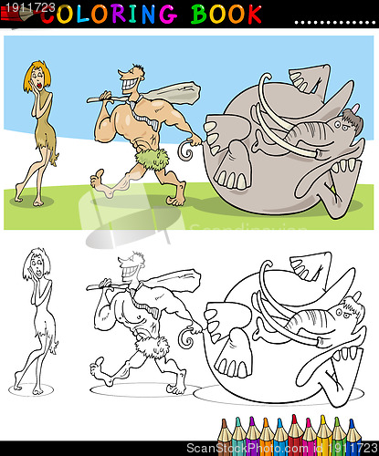 Image of Cavemen Family Couple for coloring