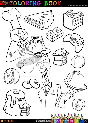 Image of sweets and cakes for coloring