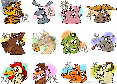 Image of chinese cartoon zodiac signs