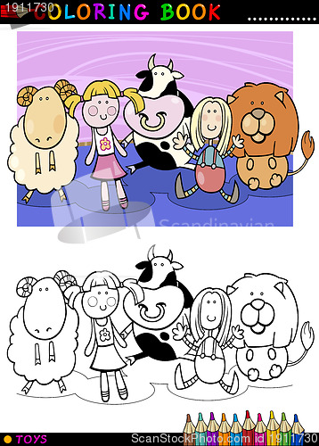 Image of Cartoon cute toys for coloring