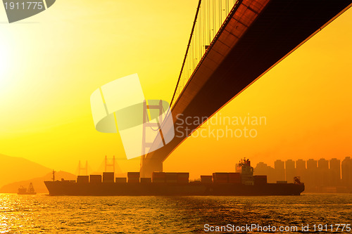 Image of tsing ma bridge in sunset