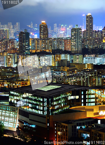 Image of downtown in Hong Kong at night