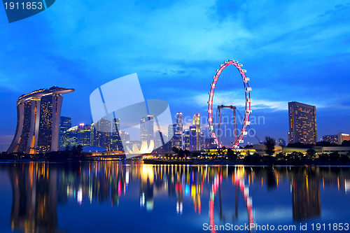 Image of Singapore city skyline at night