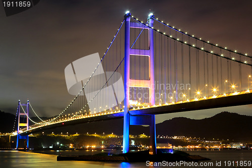 Image of night scene of Tsing Ma bridge