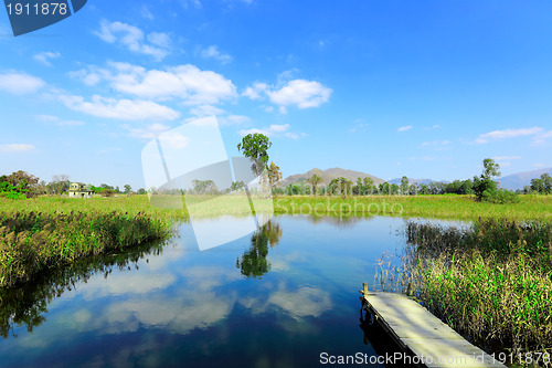 Image of wet land with pier