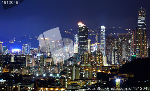Image of downtown in Hong Kong at night