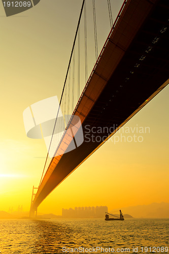 Image of tsing ma bridge at sunset