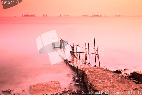 Image of jetty at sunset