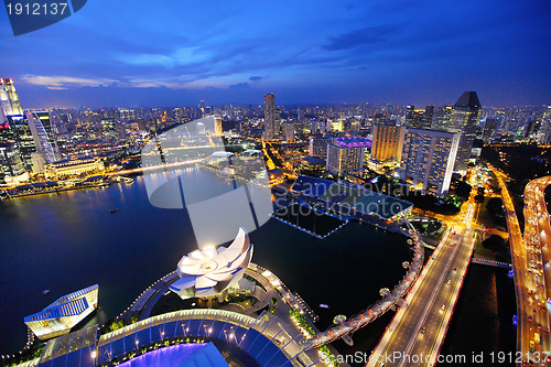 Image of Singapore city skyline at night