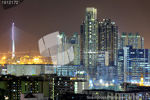 Image of downtown in Hong Kong at night