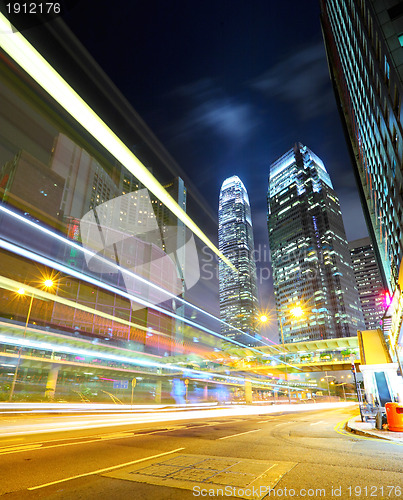 Image of Hong Kong night view with car light 