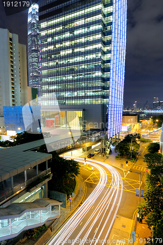 Image of Hong Kong night view with car light 