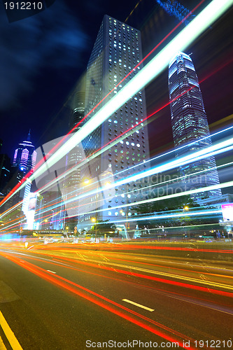 Image of Hong Kong night view with car light