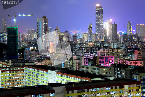 Image of downtown in Hong Kong at night