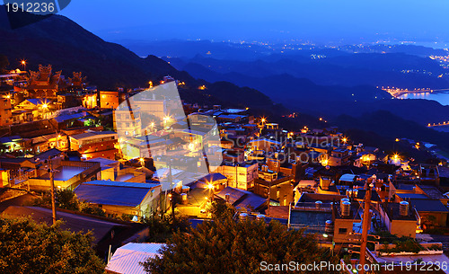 Image of chiu fen village at night, in Taiwan