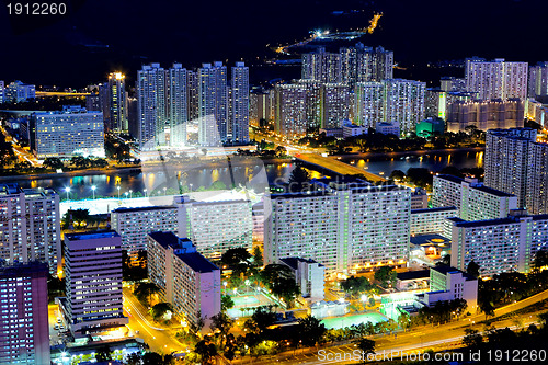 Image of downtown in Hong Kong at night