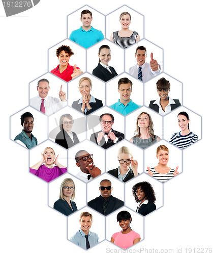 Image of Headshot collection of multiracial group of people
