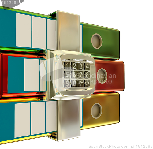 Image of three colored folders with electronic lock