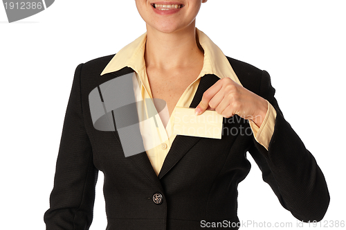 Image of woman showing her badge