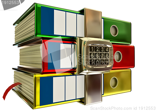 Image of three colored folders with electronic lock