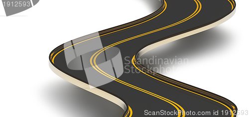 Image of winding asphalt road with double dividing strip