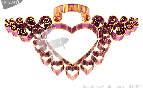 Image of beautiful twisted frame with hearts and curls