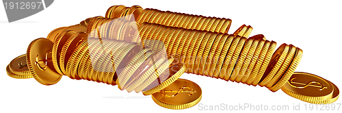 Image of Stacks of gold dollar coins