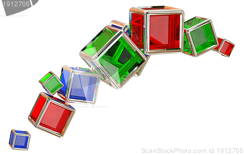 Image of glass cubes in a metal frame