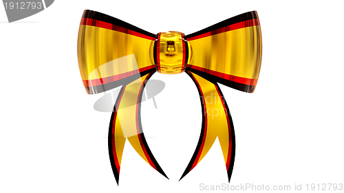 Image of yellow with red plastic gift bow