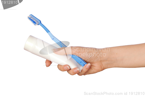 Image of Toothpaste and toothbrush