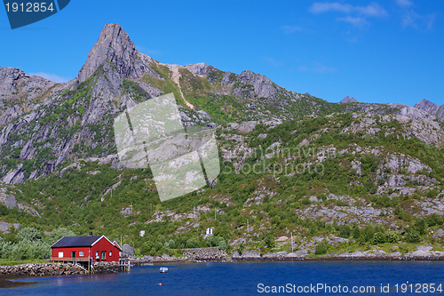 Image of Fishing hut in fjord