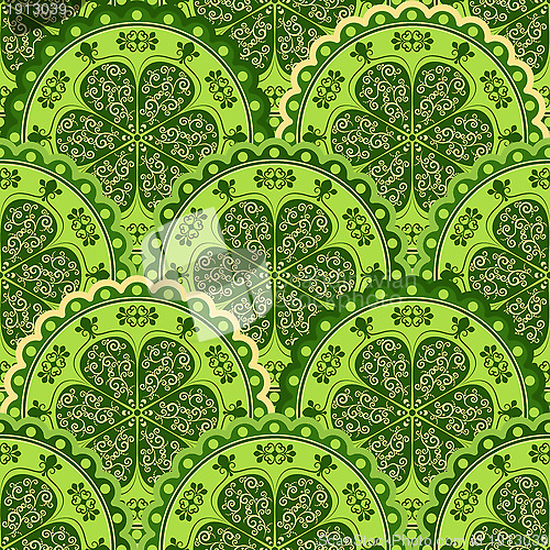 Image of Green-yellow vintage seamless pattern