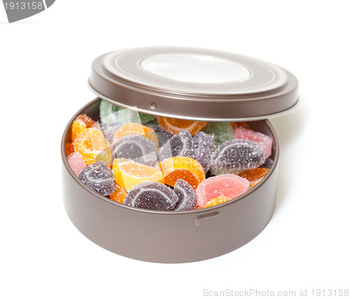 Image of Colorful Jelly Candies in tin can