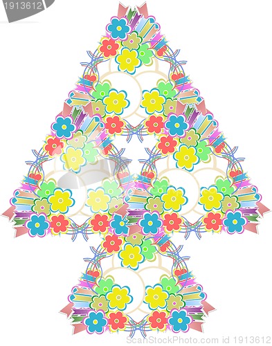 Image of Abstract flowers tree on white background