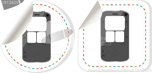 Image of Black smartphone stickers label set