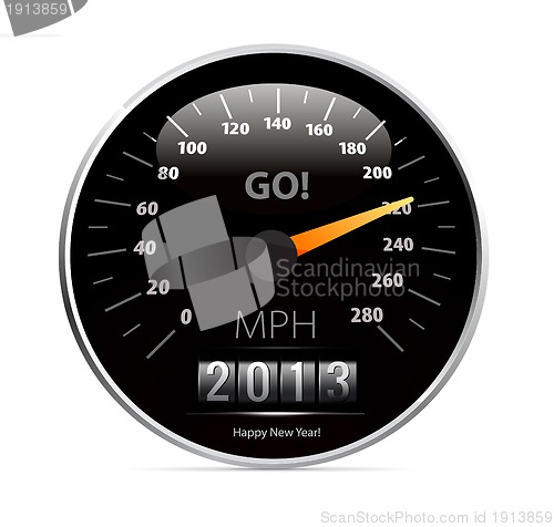 Image of speedometer with 2013 counter in vector