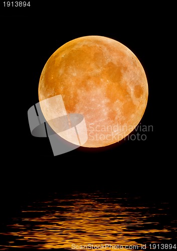 Image of Full moon reflected in water