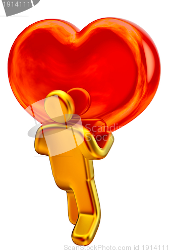 Image of golden man with red heart