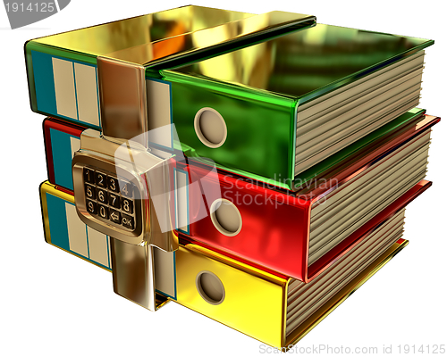 Image of three colored folders with electronic lock