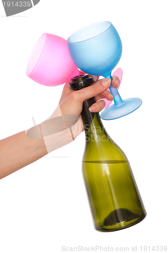 Image of colored wine glasses for cocktails for party