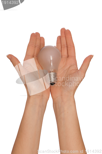 Image of lamp in the womans hand