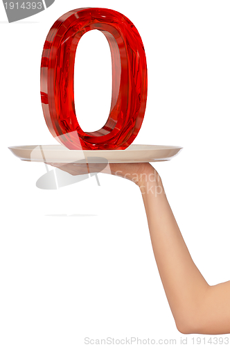Image of number zero on the tray