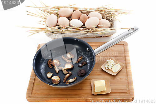 Image of ingredients for mushroom omelette