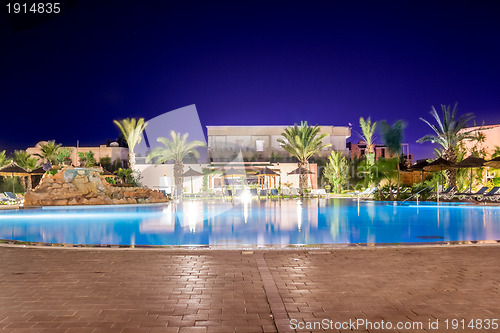 Image of swimming pool at night