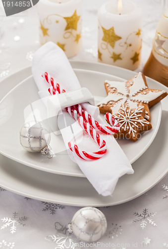 Image of Place setting in white for Christmas